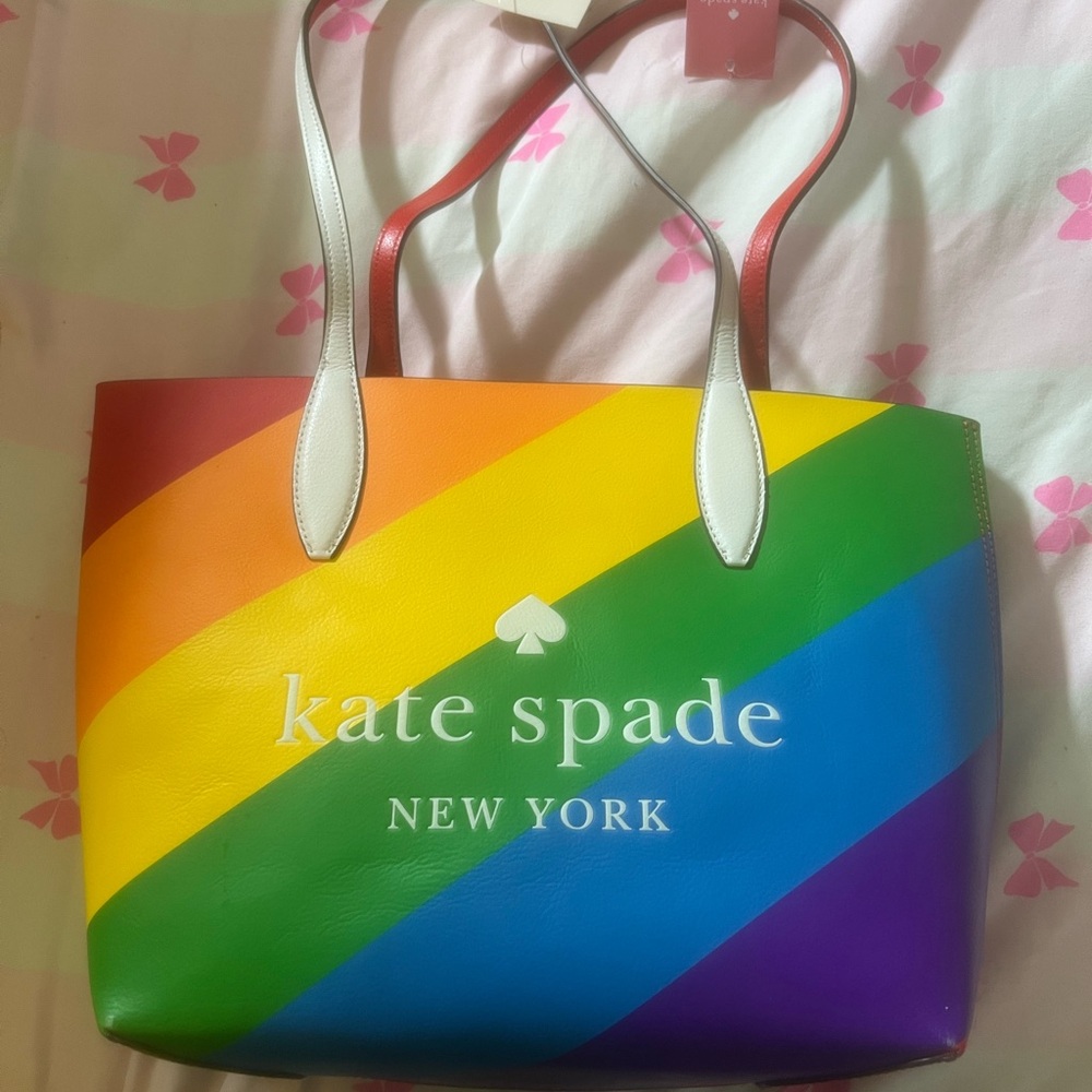 Kate Spade Multicolor Stripe Rainbow Tote